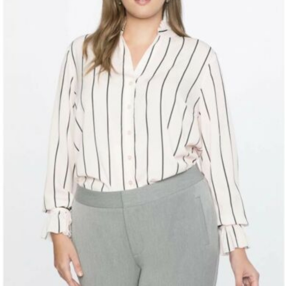 NWT Eloquii Pink Striped Blouse